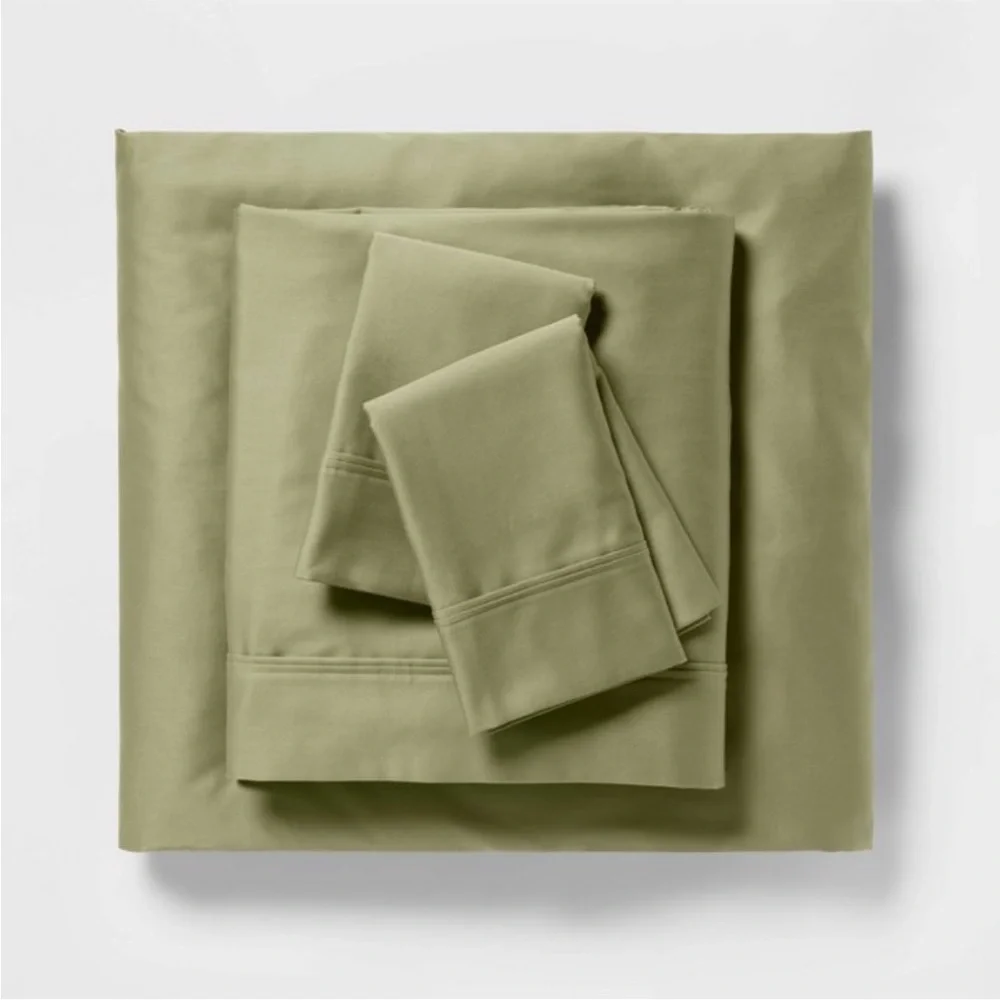 THRESHOLD NEW 400tc performance sheet set -moss green -king - Picture 2 of 7